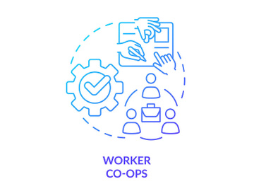 Worker co-ops blue gradient concept icon preview picture