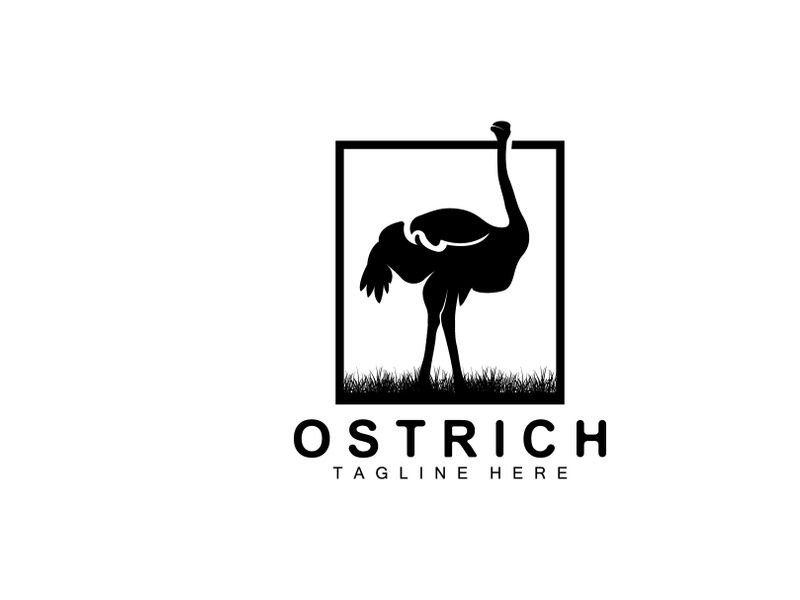 Ostrich Logo Design, Desert Animal Illustration, Living In The Forest, Vector Camel Brand Product