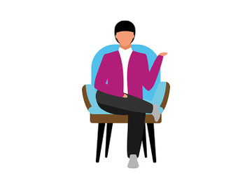 Male talk show host semi flat color vector character preview picture