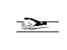 Silhouette of a person swimming in a pool