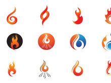 Fire Camp Logo Vector Flame