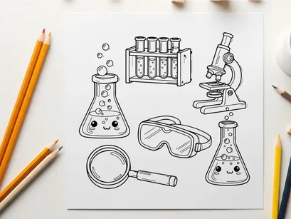 Cute science lab equipment vector illustration flat design