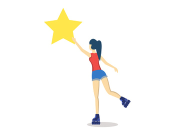 Girl on rollerblades semi flat RGB color vector illustration preview picture