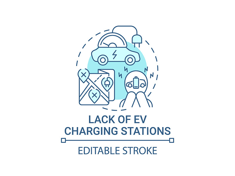 Eco car charging stations lack concept icon.