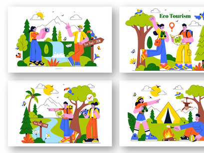 10 Eco Tourism Travel Destination Illustration