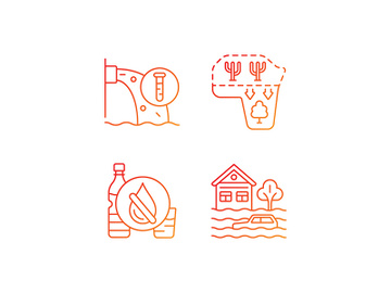 Water stress gradient linear vector icons set preview picture