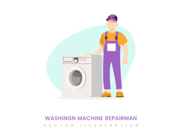 Washing machine repairman vector illustration preview picture
