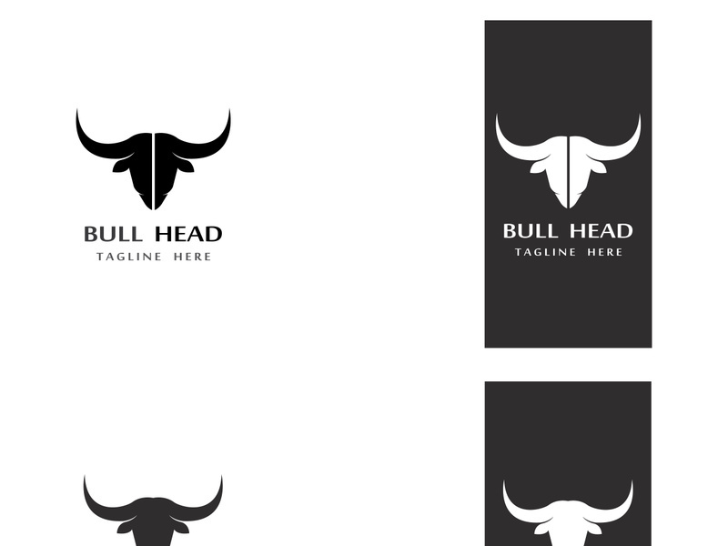 Retro vintage bull head horns logo design.