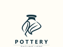 Pottery logo design handmade, creative traditional mug craft sign concept inspiration nature workshop