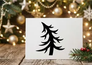 Black pine tree silhouette icon isolated on white background for Christmas design