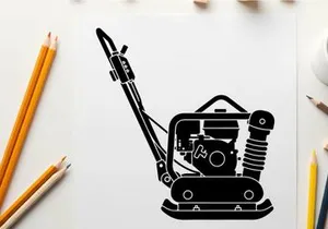 Silhouette of a plate compactor machine in black
