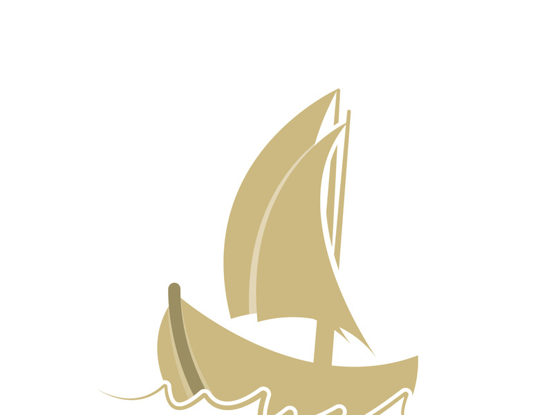 Sailboat boat on sea ocean wave with logo design simple ship