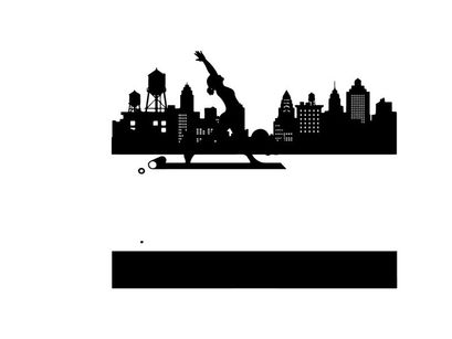 Silhouette of a man dancing in the city at sunset