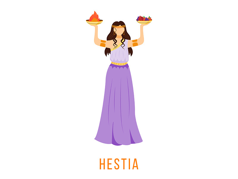Hestia flat vector illustration