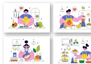 10 Cooking Vector Illustration