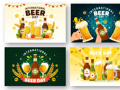 12 International Beer Day Illustration