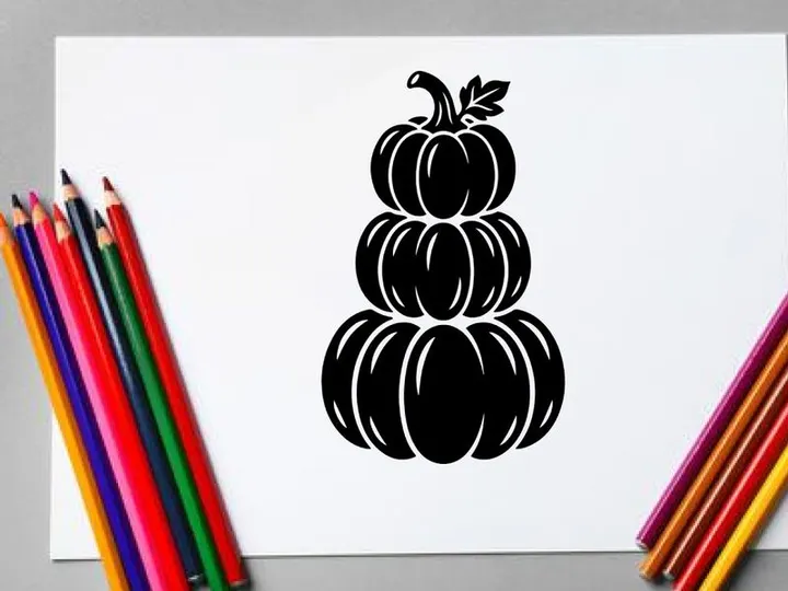 Stylized Pumpkin Stack Illustration for Autumn or Halloween Decor