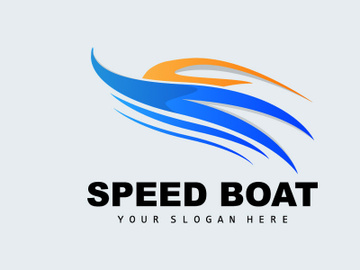 Speed Boat Logo, Fast Cargo Ship Vector, Sailboat, Design For Ship Manufacturing Company, Waterway Shipping, Marine Vehicles preview picture