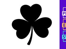 Black minimalist clover leaf symbol on white background design