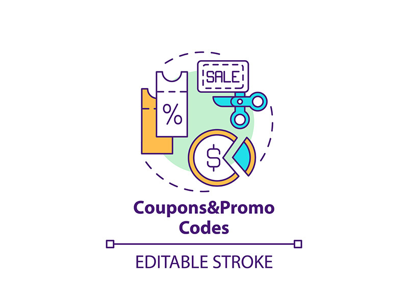 Coupons and promo codes concept icon