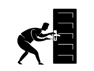 Handyman fix door knob black silhouette vector illustration preview picture