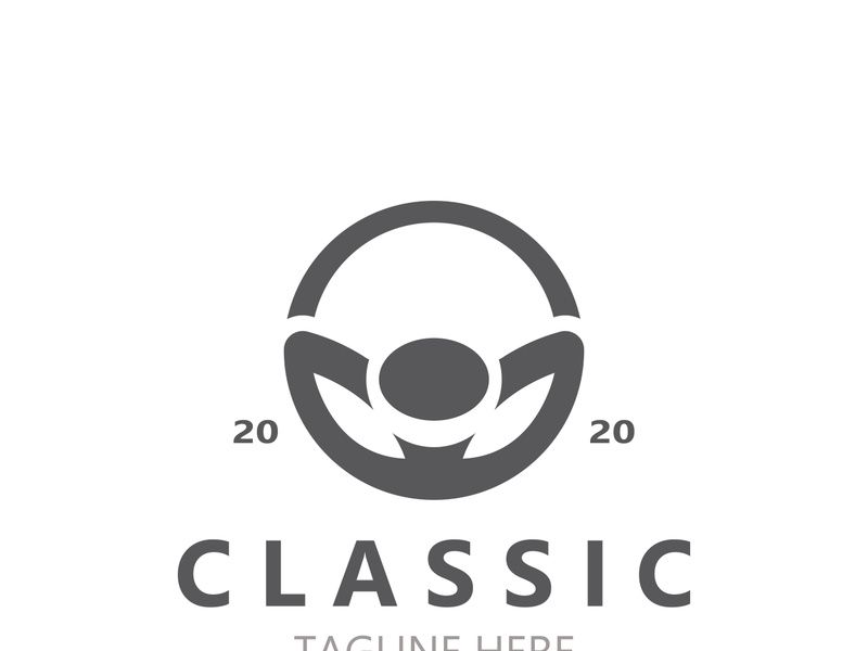 Steering wheel logo automotive car design garage auto repair workshop illustration