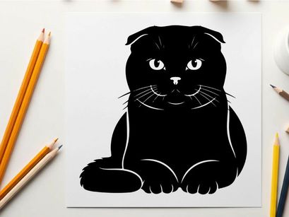 Black cat silhouette portrait with whiskers and piercing eyes