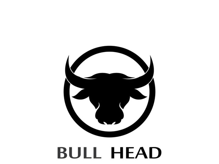 Retro vintage bull head horns logo design.