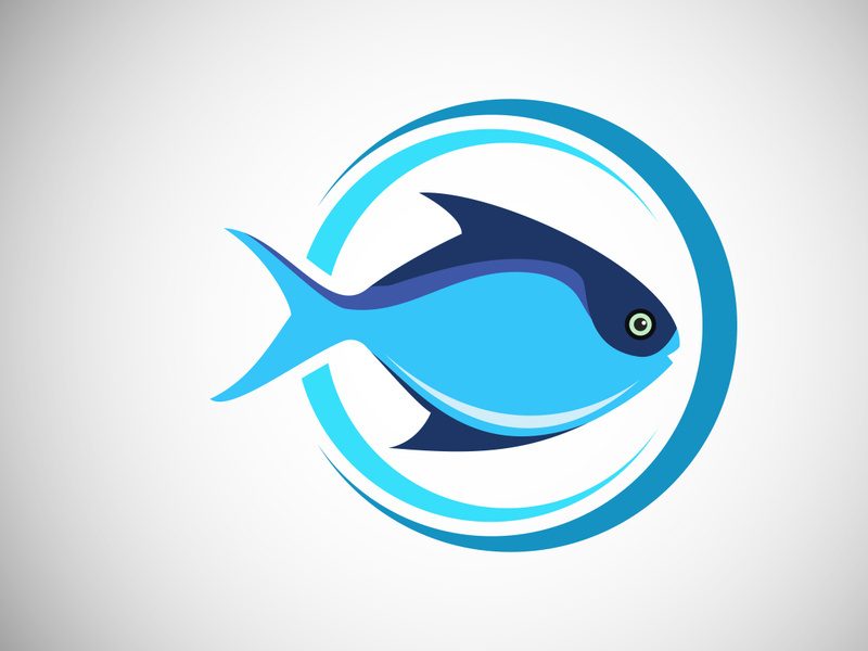 Paplet Fish in a circle. Fish logo design template. Seafood restaurant shop Logotype concept icon.