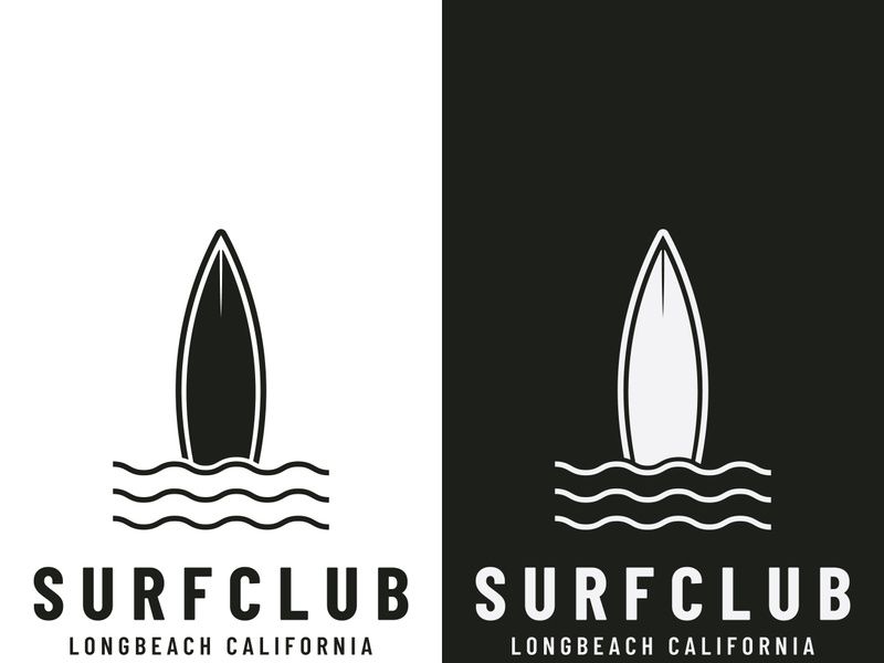 Vintage surfboard logo,surfing on summer beach.For business,badge,holiday, ,label,emblem.