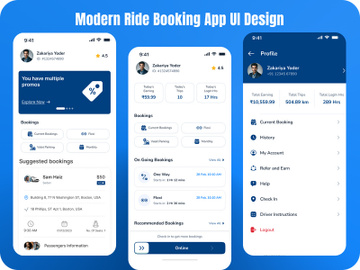 Modern Ride Booking App UI Design | Driver Dashboard & Profile S preview picture