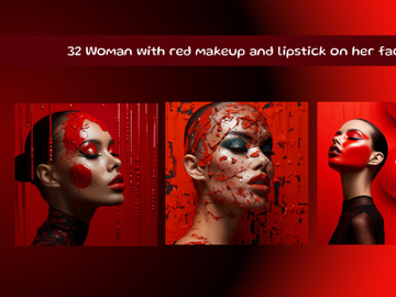 Woman with red makeup and lipstick on her face preview picture