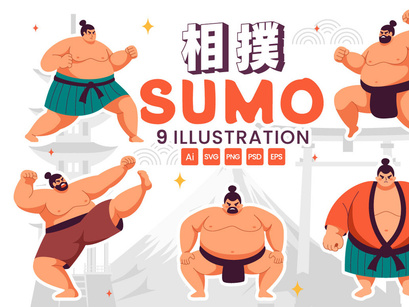 9 Sumo Wrestler Illustration