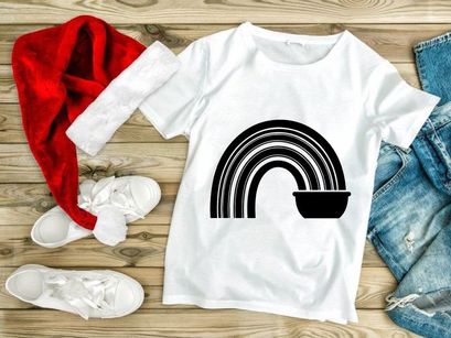 Black Rainbow Arc Over Bowl, Abstract Minimalist Design