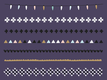 Christmas and holiday decoration flags, light, stars, paper