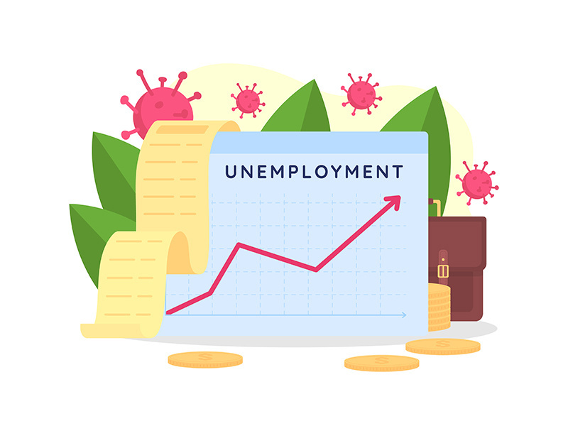Increasing unemployment chart flat concept vector illustration