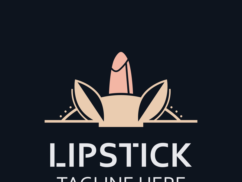 Lipstick logo design for makeup fashion shop and beauty vector cosmetic design template