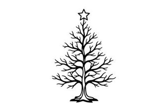 Minimalist Christmas tree line art illustration with a star on top