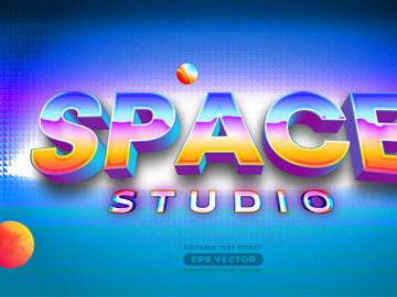 Space studio retro editable text effect style with vibrant theme realistic neon light concept for trendy flyer, poster and banner template promotion preview picture