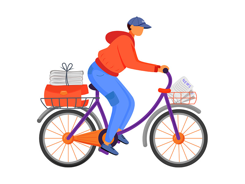 Post office male worker flat color vector illustration