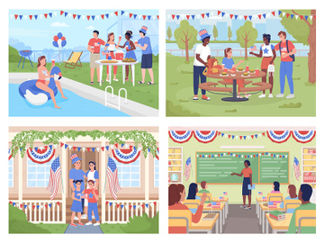 Independence day celebration in America illustration set preview picture