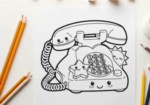 Retro pizza phone call vector illustration flat design