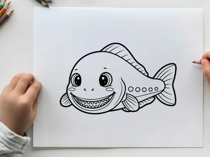 cute smiling fish mascot vector illustration flat design