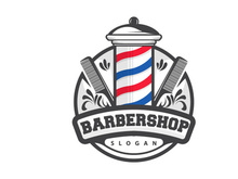 Barbershop Logo, Scissors Vector, Retro Vintage Minimalist