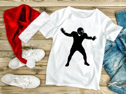 American football player in defensive stance silhouette