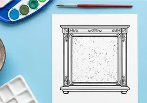 Christmas fireplace screen with intricate floral pattern line art illustration
