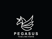 Pegasus horse Logo minimalist, Line art, Modern simple mascot, Mystic premium emblem