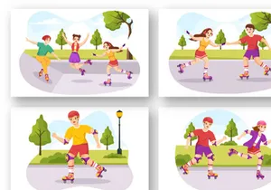 13 Riding Roller Skates Illustration