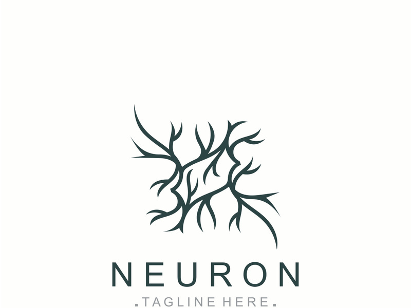Neuron logo or nerve cell healthy abstract molecule design template