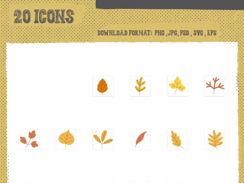 Leaf Autumn Icons 20 items Orange Yellow